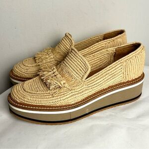 Robert Clergerie Beige Woven Platform Loafers